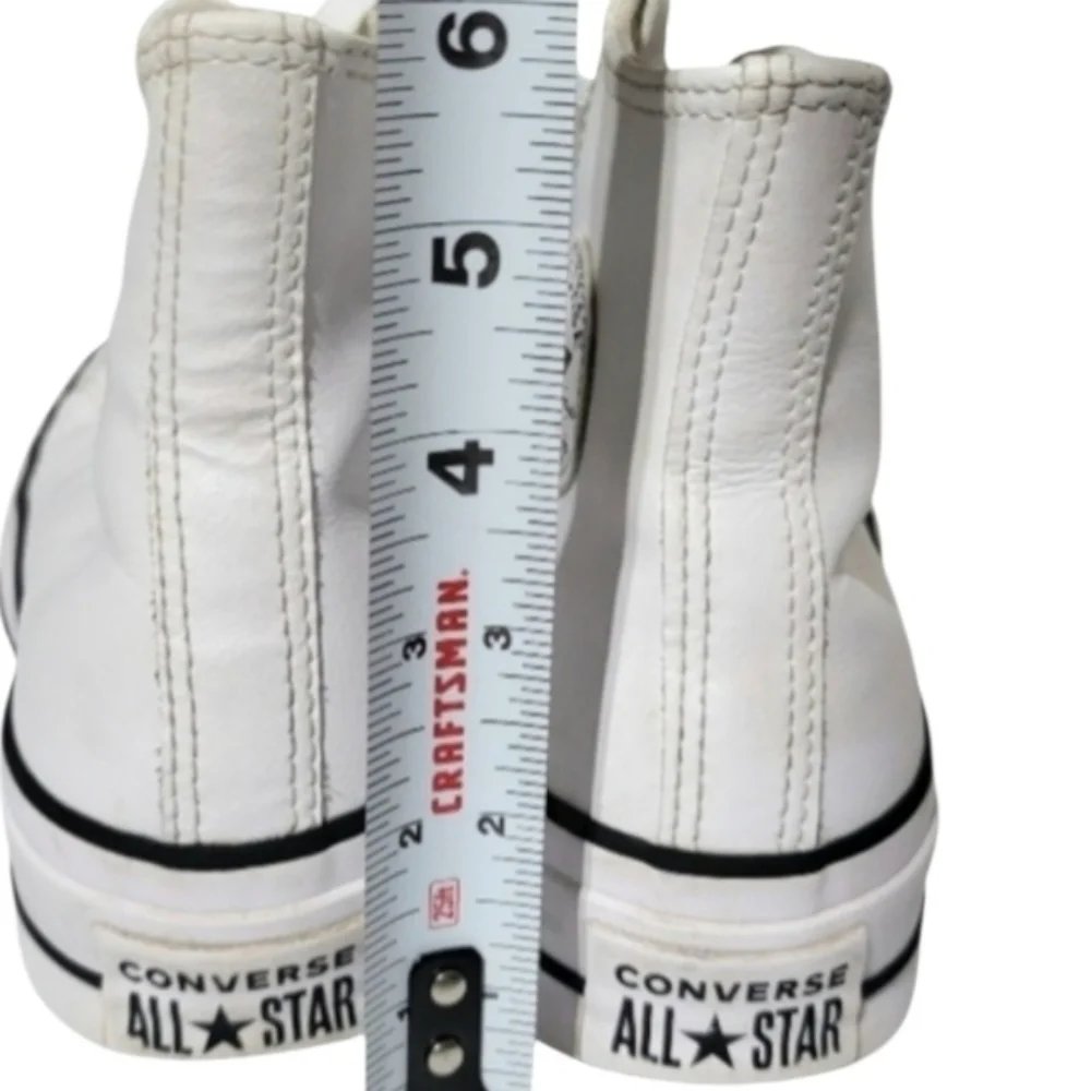 Converse LIFT Platform All Star Chuck Taylor White Leather Hi Sneaker Women 5.5 - Picture 5 of 10
